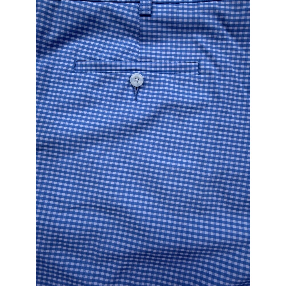 Roundtree & Yorke Performance Golf Shorts 40 Blue White Gingham Stretch Beach - Picture 2 of 6